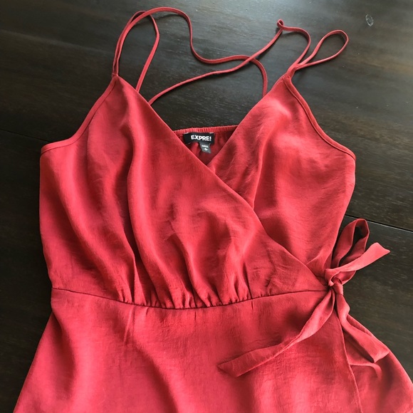 Express Tops - Express satin deep V neck surplice cami